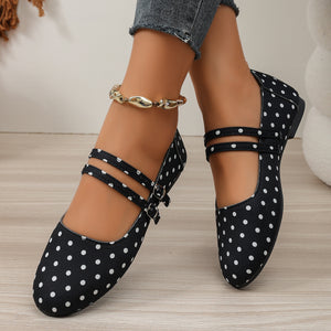 Black with Mary Jane flats with round toe