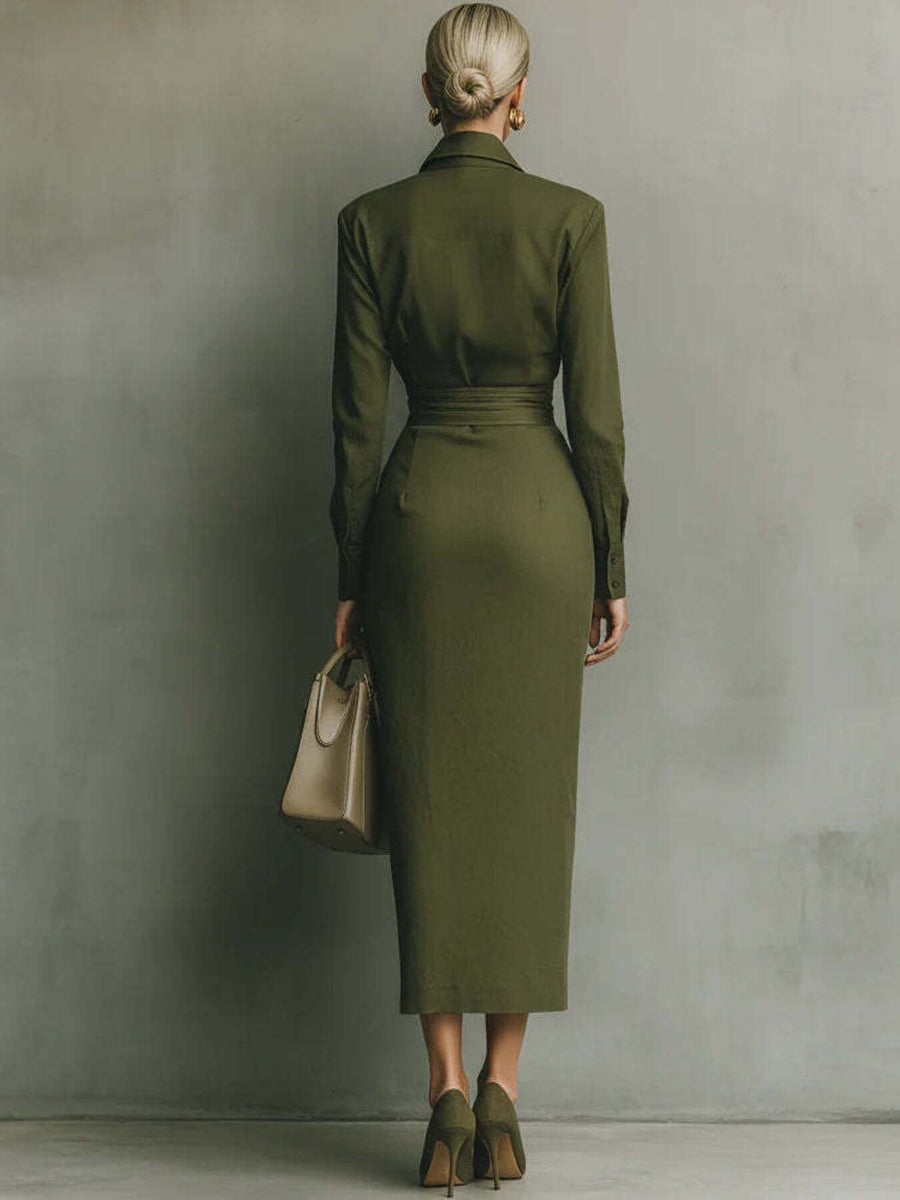 100% polyester Care instructions: Machine wash cold shirt dress in Green with A-line silhouette