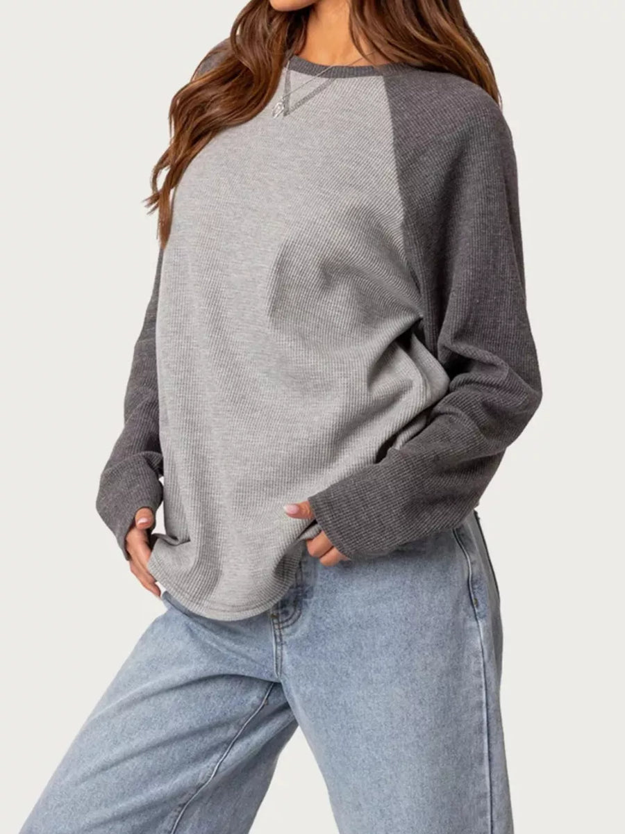 Grey regular t-shirt with crew neck