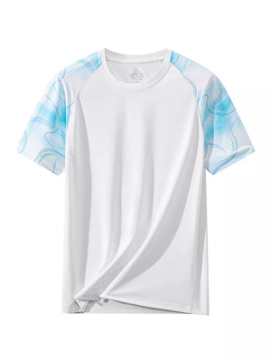 Men's Plus Size Color Block T-shirt in Light Blue