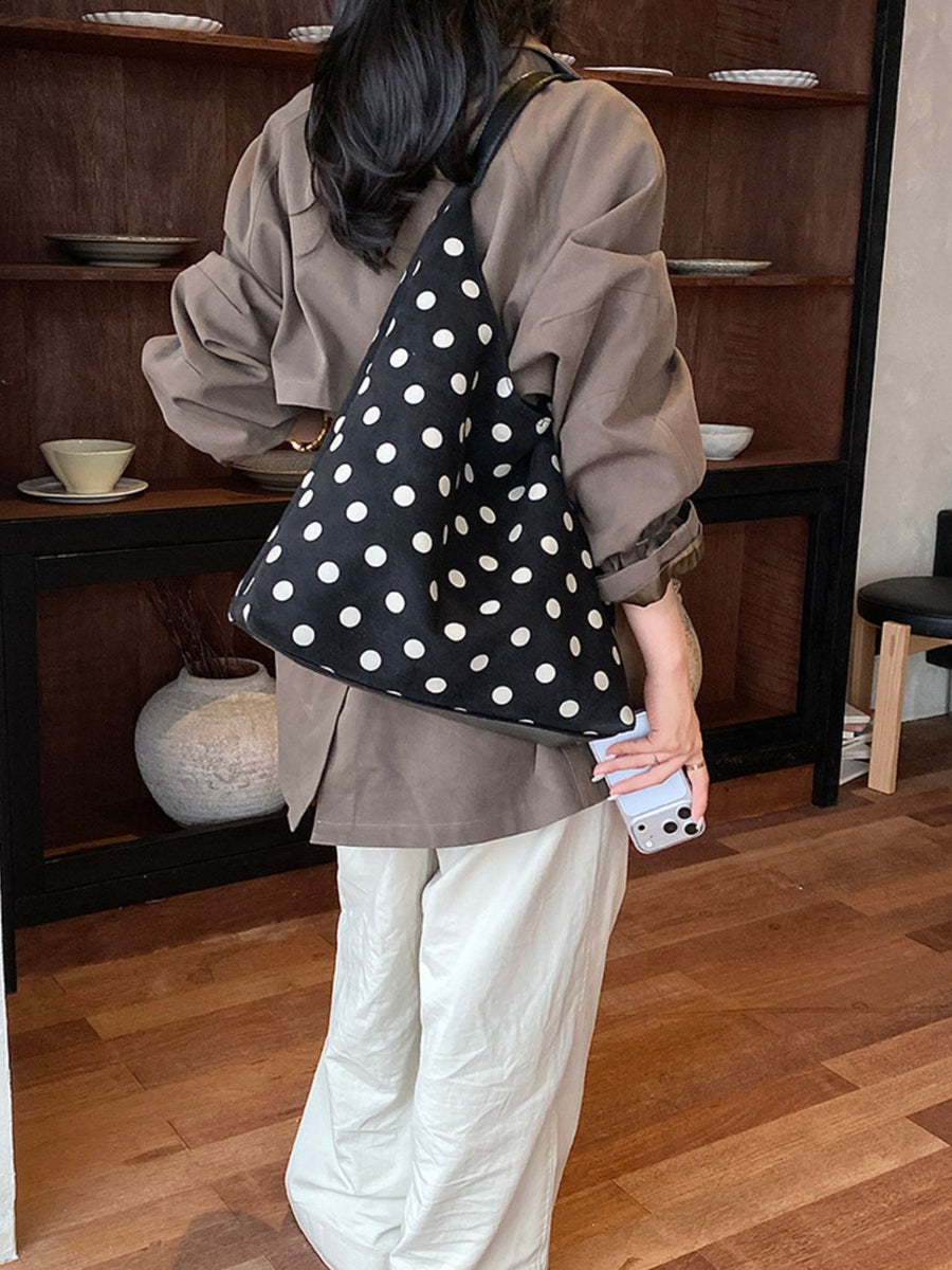 handbag in Brown with polka-dot and pocketed