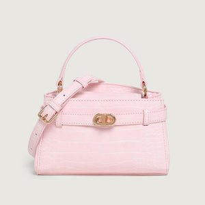 PU Leather Imported Size & crossbody bag in Pink with structured silhouette