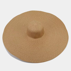 straw weaving Imported Size & hat in Brown with oversized silhouette