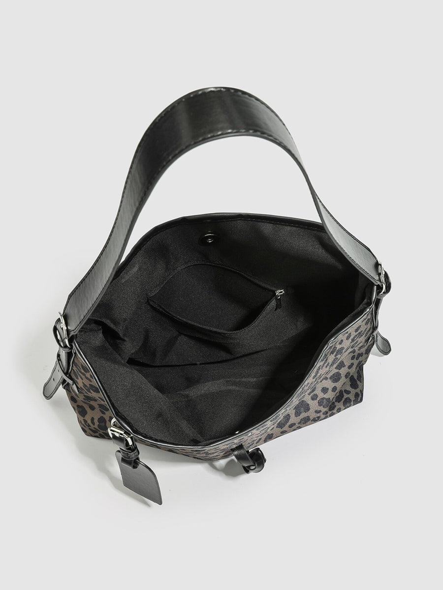 shoulder bag featuring leopard-print in tan with PU Leather Imported Size & texture