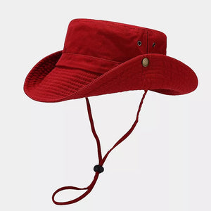 hat in red featuring wide-brim and relaxed fit