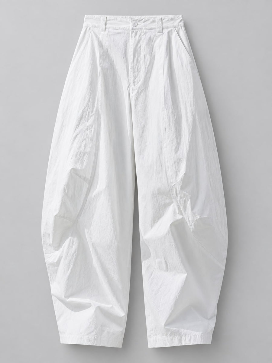 cream wide-leg pants with full-length and zipper and button