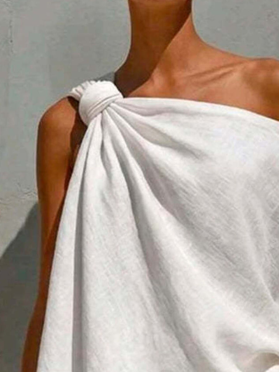 coastal one-shoulder top in Khaki with one-shoulder