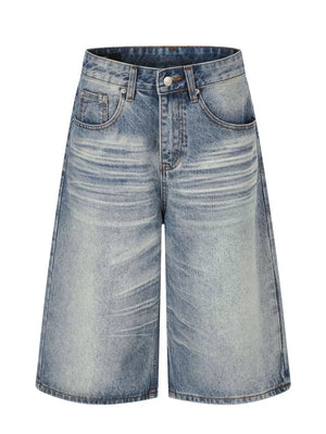 Men's Vintage Wash Wide Leg Denim Capris