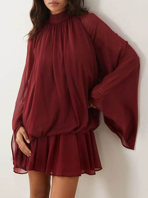 Tie Back Flare Sleeve Mini Dress in Yellow