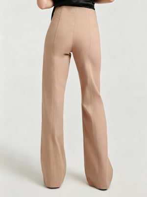 100% polyester Care instructions: Machine wash cold wide-leg pants in Khaki with flared silhouette