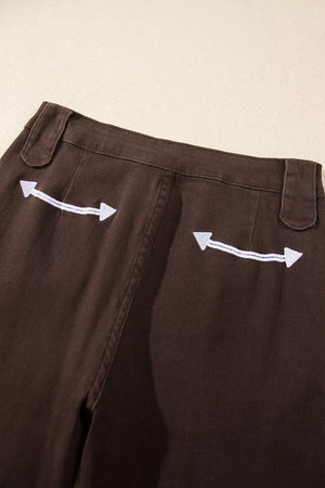 Dark Brown jeans with button-front and color-block
