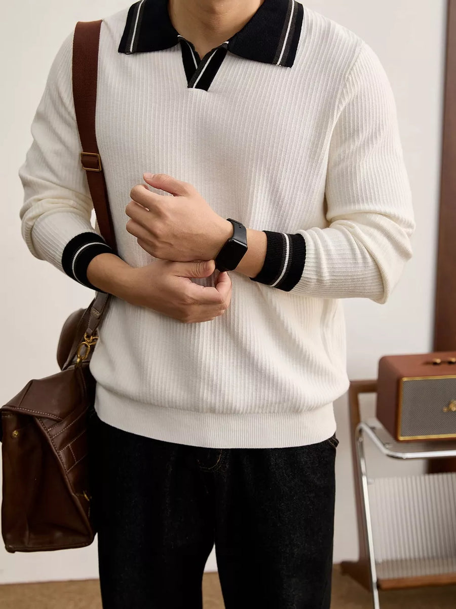 pullover sweater featuring ribbed in Navy with 95%polyester, 5%spandex Care instructions: Machine wash cold texture