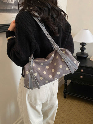 Small Polka Dot Shoulder Bag in Gray