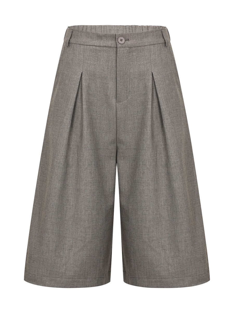 capri pants in charcoal featuring high-waisted and wide-leg fit