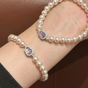 Synthetic Pearl,Crystal,Zircon Care instructions: Avoid wearing during exercise, bracelet in lavender with regular silhouette