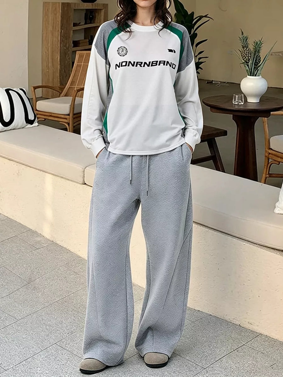 White sweatshirt with hip-length and pullover