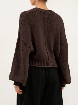 pullover sweater in Khaki with oversized and hip-length