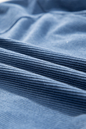 Dusty Blue Corduroy Bomber Hoodie: Relaxed Fit