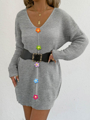 Flower Ash sweater dress with pullover and floral