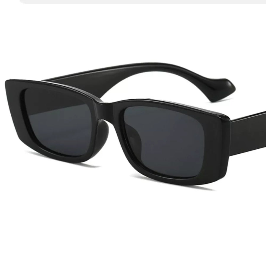 black sunglasses with N/A and N/A