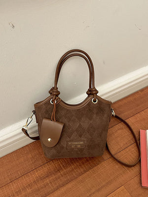Brown with crossbody bag with quilted with quilted