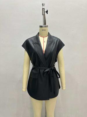 modern vest in Black with notch lapel