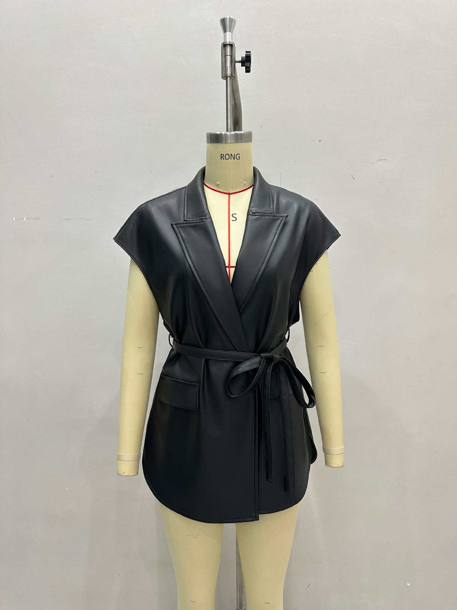 modern vest in Black with notch lapel
