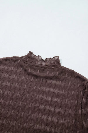 romantic blouse in Coffee Brown with mock neck