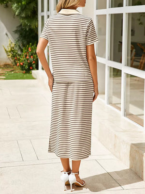 black two-piece set with short sleeves and short sleeve