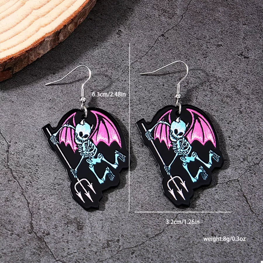 earrings in light blue with graphic-print and dangle