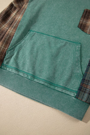 pullover hoodie in sage green with drawstring and hip-length
