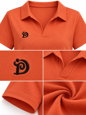 Orange relaxed polo shirt with collared
