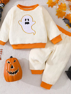 orange pajama set featuring two-piece set and graphic-print