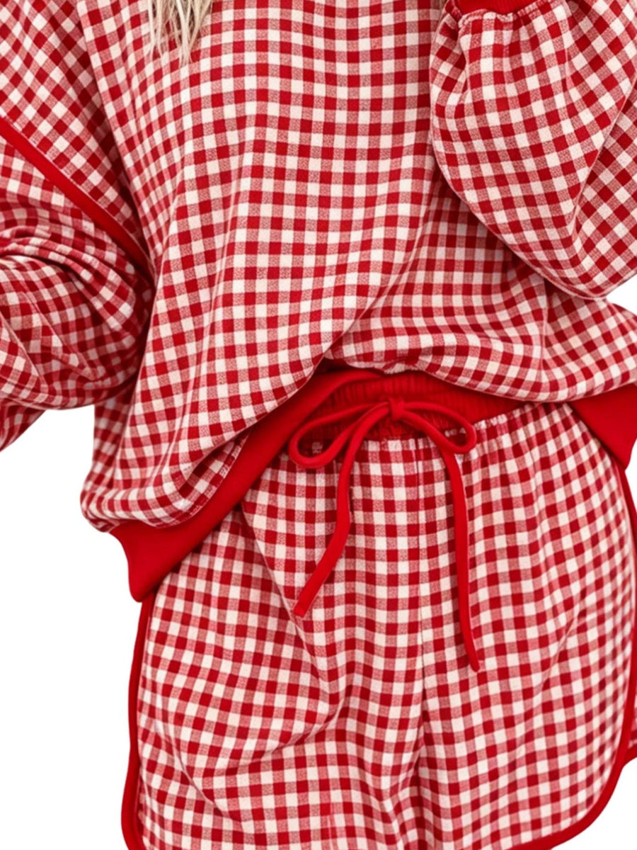 100% polyester Care instructions: Machine wash cold pajama set in Red with relaxed silhouette