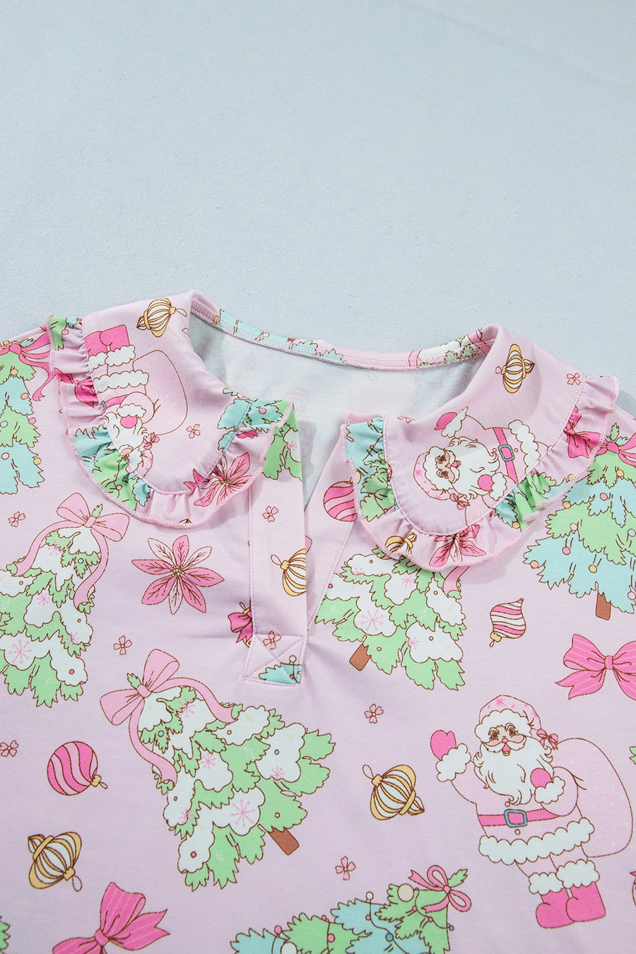 pajama set featuring christmas print in Blush Pink with 95% polyester, 5% elastane Care instructions: Machine wash cold