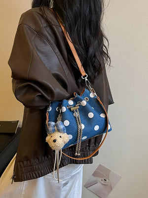 Polyester Imported Size & crossbody bag in tan with bucket silhouette