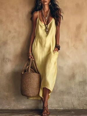 bohemian midi dress in Copper with cowl neck