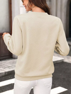 Textured Quarter-zip Sweatshirt in Army Green with zipper