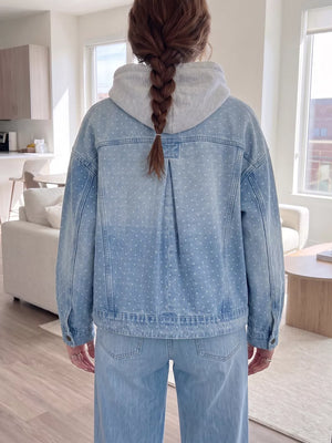 denim jacket in Light Blue with polka dot and buttoned