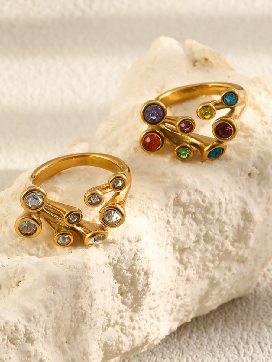 Open 18K Gold-Plated Zircon Ring in gold with 18K gold-plated