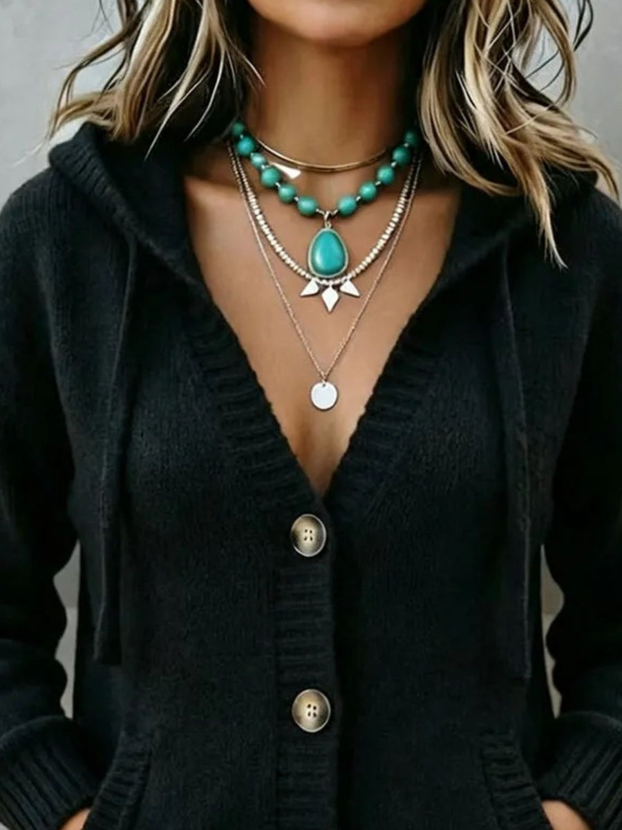 olive green relaxed cardigan with v-neck