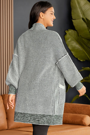 Textured knit cocoon cardigan in Cloudy Blue with pockets and a relaxed fit.