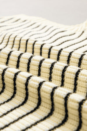 Black Striped Knit Polo Vest