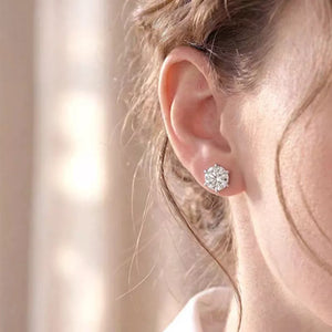 earrings in silver featuring moissanite stone and fitted fit