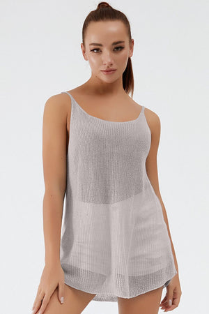 Vonili Gray ribbed knit scoop-back cami