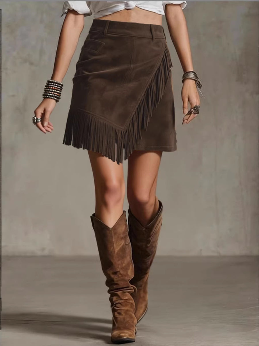 Brown wrap skirt with mini and wrap