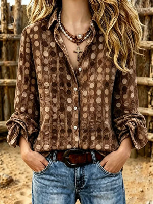 100% polyester Care instructions: Machine wash cold button-up shirt in Burgundy with relaxed silhouette