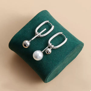 Synthetic Pearl,Alloy,Silver-plated Care instructions: Avoid wearing during exer earrings in Silver with N/A silhouette