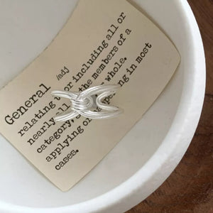 silver with ring with knot detail