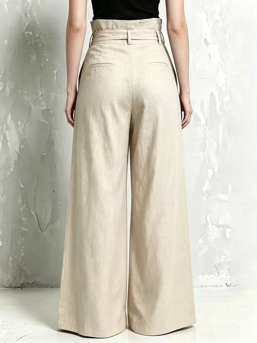 wide-leg pants in Black with pocketed and full-length